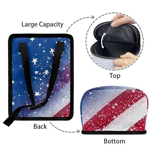 American Flag Star Print Car Trash Can with Lid, 4th of July Leak Proof Auto Trash Bag Hanging Vehicle Garbage Can Multipurpose Storage Container for Back Seat Road Trip