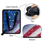American Flag Star Print Car Trash Can with Lid, 4th of July Leak Proof Auto Trash Bag Hanging Vehicle Garbage Can Multipurpose Storage Container for Back Seat Road Trip