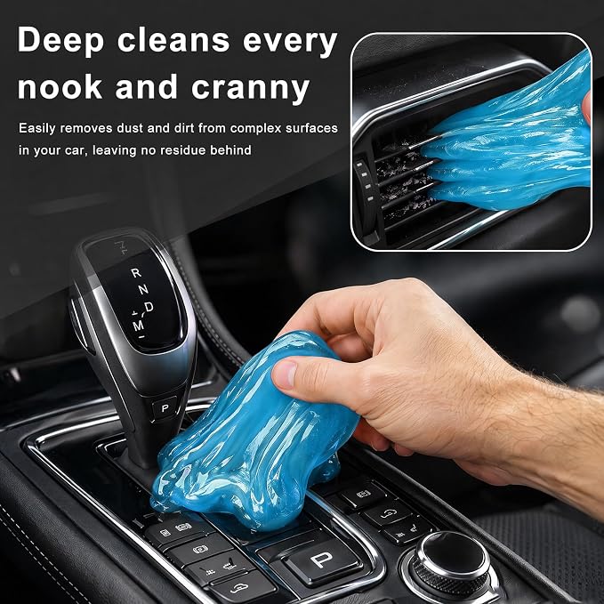Car Cleaning Gels, Reusable Dashboard Dust Removal Slime Auto Detail Cleaner, Universal Cleaning Putty Air Vent Dusting Mud Fits for Vehicles Keyboards Laptops Keys (Blue)