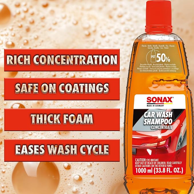 Car Wash Shampoo Concentrate 314300 | High-Foaming pH-Neutral Formula for Effective Cleaning | Safe on All Paint Wax Sealants & Coatings | Removes Dirt Grime and Road Film | 1L (33.3oz)