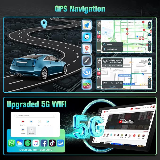 8-Core 4+64GB Upgrade Car Radio for Honda Civic 2006 2007 2008 2009 2010 2011 Stereo with Carplay Android Auto, 10.1" Touch Screen for Civic with GPS/WiFi/BT/FM/SWC + MIC + Backup Camera