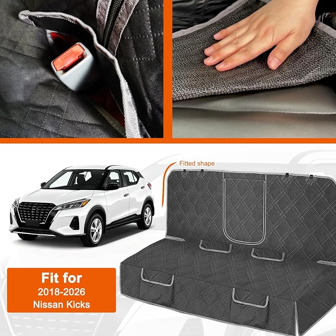 Dog Car Seat Cover Fit for 2018-2026 Nissan Kicks | Waterproof Pet Bench Seat Cover for Back Seat, 600D Heavy Duty Scratch Proof Nonslip Truck Seat Covers for Dogs