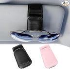 Magnetic Sunglass Holder for Car Visor,Leather Glasses Holder,Vehicle Accessories Sunglasses Visor Clip for Truck 2 Pack (Black Pink)