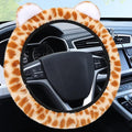 Fuzzy Leopard Print Car Steering Wheel Cover Women Car Accessories | Soft Furry, Non-Slip, Elastic Steering Wheel Covers, Universal 15 Inch Fit Auto, Suvs, Truck