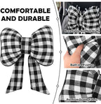 2026 New Bow Car Neck Pillow,Stylish Car Headrest Pillow with Black & White Check for Cars Decorations,Breathable Comfortable Neck Pillows for Cars as Halloween