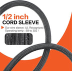 4 Gauge Wire(25ft Each - Red/Black) Copper Clad Aluminum CCA Automotive Wire with 50ft 1/2" Cable Sleeve - Ideal for Car Audio, Solar, Auto, RV, Marine Power & Ground Cables