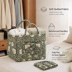 Floral Fabric Storage Basket Car Interior Storage Basket Underwear Sundries Laundry Baskets Supplies Home Organizer Bag (Retro floral（red）)