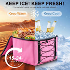 Bold Color Block Trunk Organizer | 95L, 35"x13.8"x11.8" | Dedicated Shoe Storage & 26L Ice Pack | Foldable for SUV/Car/Jeep | Stylish Gift & Car Accessories for Men & Women - Pink-X212