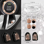 27 PCs Gold Champagne Bling Car Accessories Set for Women, Steering Wheel Covers Universal Fit 15 Inch, Bling License Plate Frame, Bling Phone Holder, Bling Car Coasters