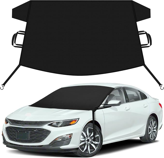 Car Snow Cover Compatible for Chevrolet Malibu | Windshield Cover for Ice and Snow with S-Hook Straps | Heavy-Duty 600D Oxford Winter Car Cover, Waterproof & Anti-Slip