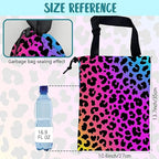 Car Garbage Bag Rainbow Cheetah Leopard Print Drawstring Car Trash Bag Hanging for Back Seat with Adjustable Buckle Canvas Vehicle Trash Can Easy-to-Install