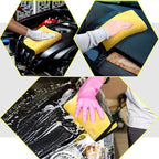 12 Pcs Microfiber Towels for Cars, 800 GSM Plush Drying Cleaning Cloth Bulk, 16 x 16 Inch Thick Absorbent Wash Detailing Towels for Car Polishing, House, Kitchen Cleaning(Yellow and Gray)