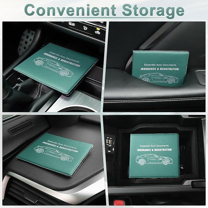 Car Registration and Insurance Card Holder, Vehicle Glove Box Car Organizer, Interior Car Accessories for Documents, Cards, License - 2 Pack