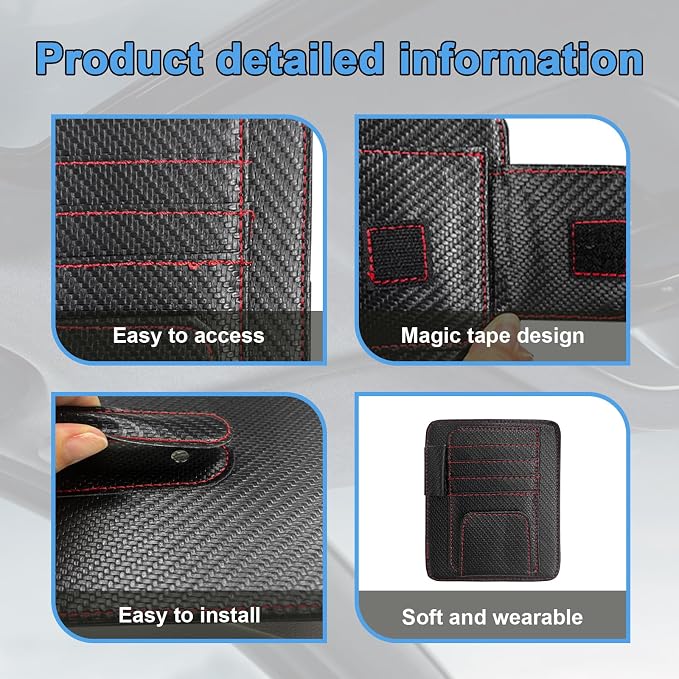 2 PCS Car Sun Visor Organizer, Auto Visor Organizer and Storage, Registration and Document Holder, Vehicle Accessories for Sunglasses Document Card Pen Driver License (Carbon Fiber Red Line)
