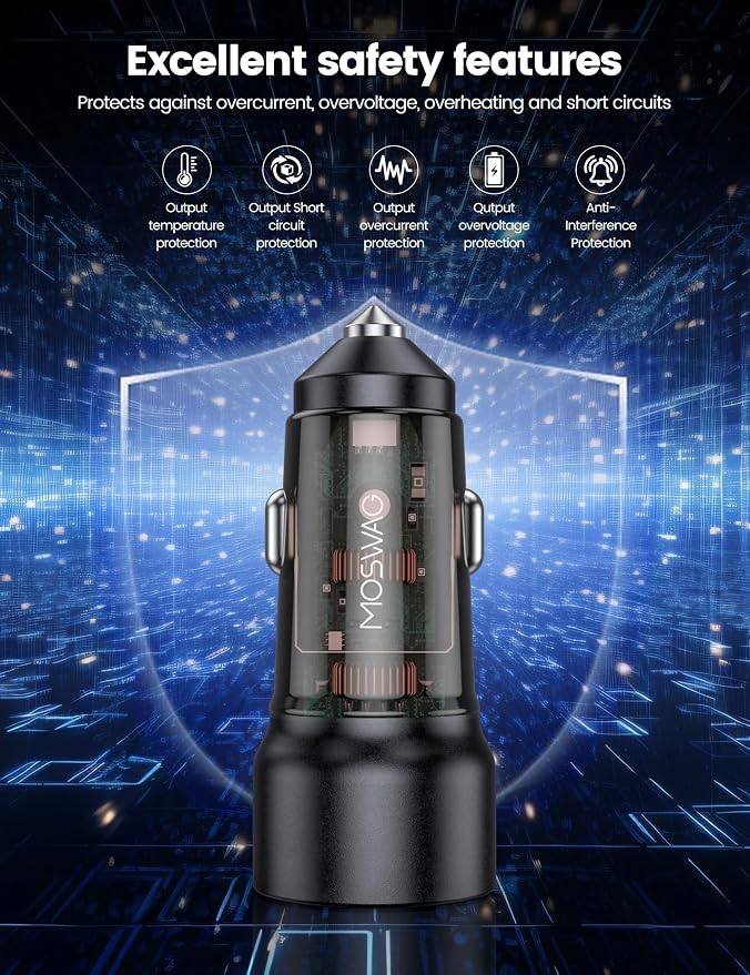 USB C Car Charger, 75W Mini Cigarette Lighter USB Charger | 45W PD&QC 3.0 USB C Fast Charge,Mini Cigarette Lighter Adapter for iPhone 17 16 15 14 Pro Max,Samsung S26 S25,Note,Pixel,iPad