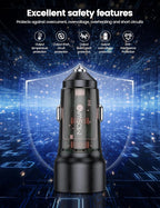 USB C Car Charger, 75W Mini Cigarette Lighter USB Charger | 45W PD&QC 3.0 USB C Fast Charge,Mini Cigarette Lighter Adapter for iPhone 17 16 15 14 Pro Max,Samsung S26 S25,Note,Pixel,iPad