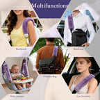 Soft Faux Fur Universal Fit Seatbelt Cover Car Truck SUV Airplane Seat Belt Shoulder Pad for Carmera Backpack Straps Neck Cushion Protector 2 Pack 10.5in Light Lavender