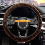 Elastic Long Microfiber Plush Steering Wheel Cover for Winter Warm, Universal 15 inch, Anti-Slip, Odorless, Brown