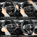 Customized Auto Car Steering Wheel Cover for Ford F-150, F-250, F-350, Expedition (Black+Gray)
