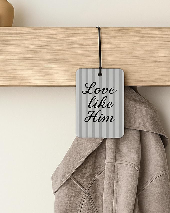 Grey Boho Christian Car Air Freshener 4 Pcs Coconut Scented, Jesus Loves You Car Accessories Mirror Decor, Inspirational Religious Hanging Air Freshener for Cars Closet Drawer Books Kids Room