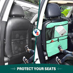 Aquamarine Seat Back Protector Car Kick Mats with Pockets Protector, Kick Pads for Back of Car Seat