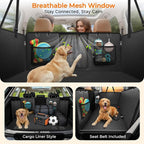 Upgraded PU Leather Back Seat Extender for Dogs - Large Hard Bottom Dog Car Seat Cover Holds 550lbs, Waterproof Dog Hammock Pet Bed with High-Density Foam Non-Slip Backseat Protector