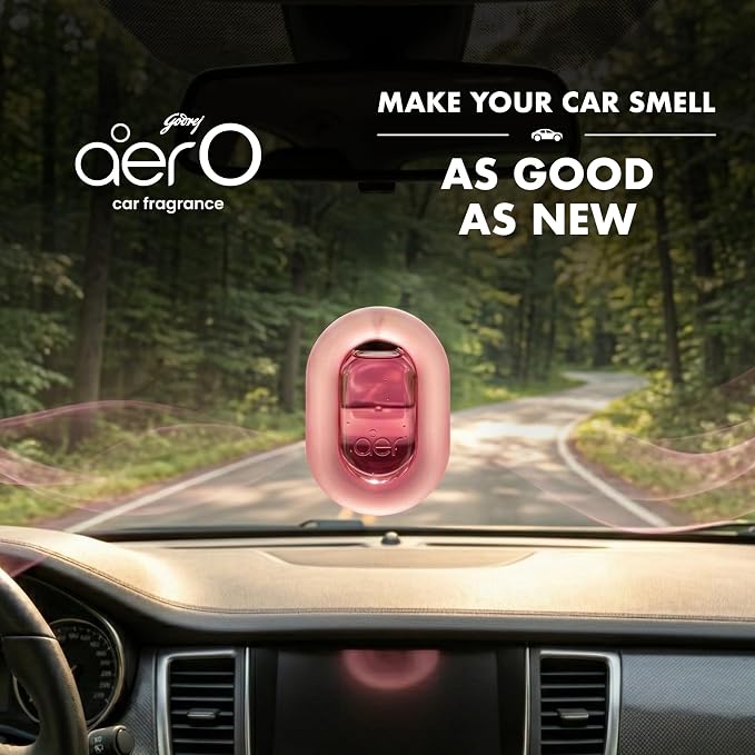 AER O Hanging Car Air Freshener Gel – Rose Blossom, Long Lasting 30 Days, Leak-Proof Odor Neutralizer, Rear-View Mirror Car Air Freshener with Steady Freshness Technology, Pack of 4