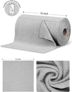 Microfiber Cleaning Cloth Rolls- 675 Sheets (9 Rolls of Grey) | 12'' by 12'', Super Absorbent, Lint-free, Tear-away Microfiber Towel Roll, for All-Purpose Cleaning