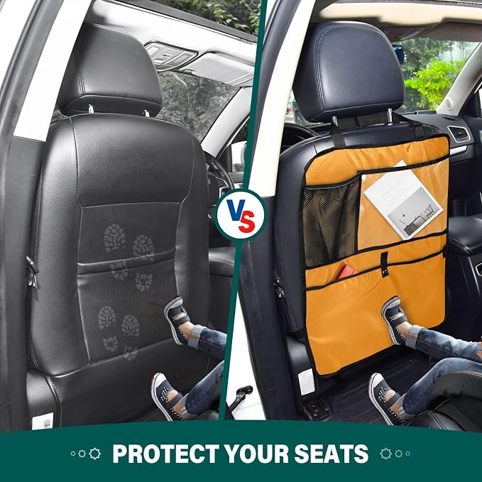 Tangerine Seat Back Protector Car Front Seat Back Kick Mats, 2 Pack Back Seat Protector for Kids Feet