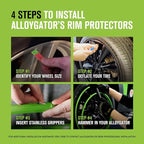 AlloyGator Graphite Rim Protector for Car Wheels (Fits 12-24" Wheel Diameter) - Pack of 4 Premium Alloy Wheel Protector to Avoid Scratches & Scuffs - Adhesive Free Curb Rash Rim Protectors