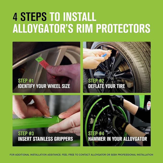 AlloyGator Bronze Rim Protector for Car Wheels (Fits 12-24" Wheel Diameter) - Pack of 4 Premium Alloy Wheel Protector to Avoid Scratches & Scuffs - Adhesive Free Curb Rash Rim Protectors