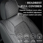 Coverado Seat Covers Full Set, 5 Seats Universal Seat Covers for Cars, Gray Car Seat Covers Front Seats Back Seat Cover, Breathable Car Seat Cushion, Leather Seat Cover Seat Protector Fit Most Cars