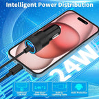 【MFi Certified】iPhone Fast Car Charger, Caiinei 4.8A Dual USB Power Cigarette Lighter iPhone Car Charger Fast Charging Built-in 6FT Lightning Cable for iPhone 14 13 12 11 Pro Max XS Mini XR X SE iPad