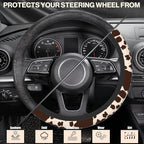 Brown Cow Print Steering Wheel Covers Universal 15 Inch Car Wheel Cover,Anti-Slip Breathable Car Accessories Protector Fit for Trucks,Sedans,SUVs,Vans