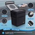 K KNODEL Car Trash Can, Waterproof Garbage Can, Trash Bag with Lid, Leak-Proof Car Bin, Trash Hanging Bag for SUV (Large, Black)