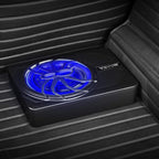 10" 440W Underseat Car Subwoofer, Slim Powered Car Subwoofers with Blue Ambient Light, Low Profile Audio Sub Under The Seat with Built-in Amplifier, Remote Controller for SUVs, Car, Truck, RV