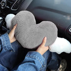 2 Pack Heart Shaped Cute Car Headrest Pillow with Angel Wings - Comfortable Soft Head Rest Cushion Kawaii Car Accessories Neck Pillow for Driving Travelling Office Home Decor - Grey Love Heart