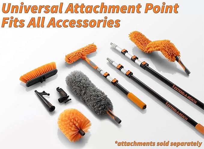 Window Squeegee and Microfiber Scrubber 2-in-1 Combo / Multi-Angle Window Cleaning Tool / Window Washing Equipment for Solar Panel and RV Windshield / Threaded Window Cleaner (pole sold separately)