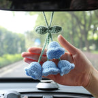 Lily Flower Handmade Knitted Car Mirror Hanging Accessories, Rear Riew Mirror Accessories Car Decorations for Women Men