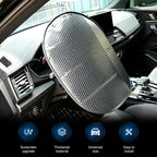 Steering Wheel Sun Shade Cover, Aluminum Foil Heat Resistant Steering Wheel Cover, 18" Slip-on Steering Wheel Sun Protector, Fit for Most Car SUV Van (Silver)