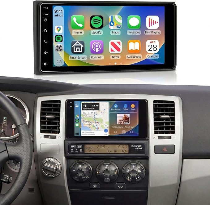 4G+64G 7' Car Radio Stereo for Toyota 4Runner 2002-2009/Tundra 2003–2006/Corolla 2003–2008/Sequoia 2003-2007,IPS Touch Screen/Android 15/Wireless CarPlay/Android Auto/GPS/WiFi/Backup Camera