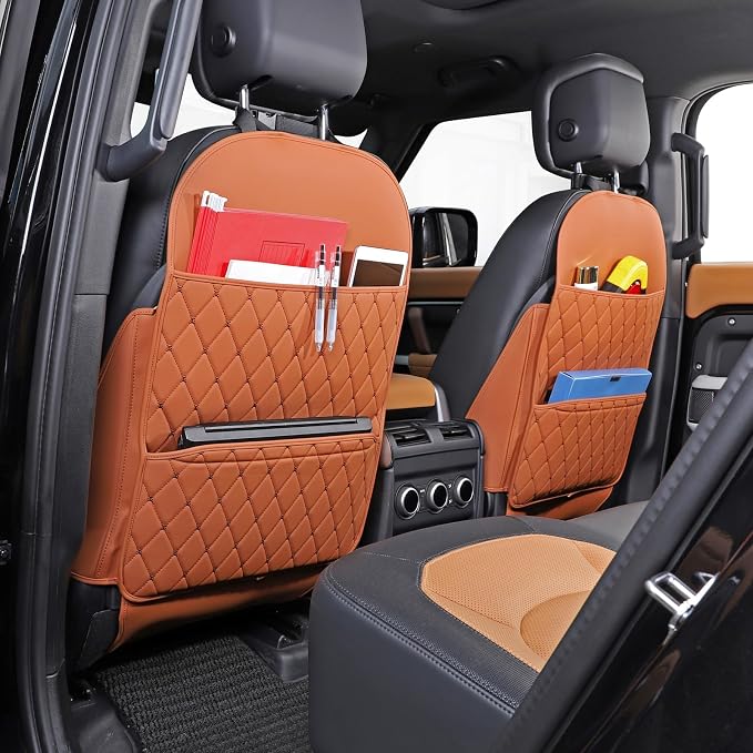 Seat Back Protector,Shields Seat Backs from Kicks and Adds Storage | kick mats back seat protector easy to install and clean, well-crafted, sturdy, durable and stylish.2 Pack