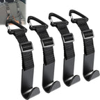 Headrest Hooks for Car Adjustable 4 Pack Vehicle Seat Back Organizer Storage Hanger Holder for Purse Bags Universal Fit with Clip Black