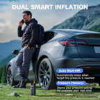 Tire Inflator Portable Air Compressor, Smart Dual Hose System, Auto Air Pump for Car Tires, Bike,Bicycle, Motorcycles,Electric Pump with LED Light & Digital Pressure Gauge