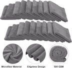 30 Pcs 16 x 16 Inch Microfiber Towels for Cars, 500 GSM Edgeless Plush Car Detailing Towels, Lint Free Scratch Free Cleaning Cloths for Drying, Washing, Polishing, Waxing, Auto & Home (Gray)