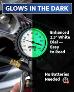GERCHWAY Tire Inflator with Pressure Gauge – Large Glow Dial, Swivel Air Chuck with Gauge and Air Compressor Accessories – 100 PSI