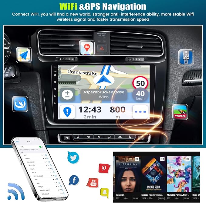 [6+128G] 8-Core Android 15 Car Stereo for Hyundai 2016-2018 with Wireless Carplay&Android Auto,9 Inch Car Radio with Mirror Link Bluetooth FM/RDS WiFi GPS SWC Dual USB+AHD Backup Camera