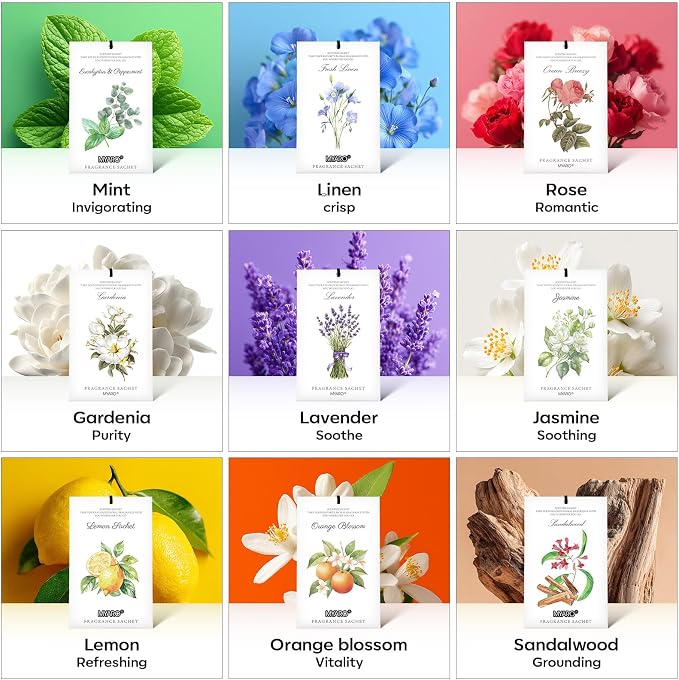 12 Pack Lavender Scented Sachets | Odor Eliminator & Air Freshener for Drawer, Closet, Car, Shoes, Gym Bag, Suitcase | Home Fragrance Gift Set
