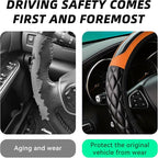 Car Steering Wheel Cover, 14.5-15inch Leather Anti-Slip Car Wheel Cover Protector, Safety Comfortable Desgin, Universal Auto Steering Wheels Accessories for Cars Truck SUV (Orange)
