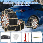 Qoosea Snow Chains 8Pcs Tire Chains Snow Chains for Car SUV Tire Chains with Tightening Buckles Universal Anti-Slip Snow Tire Chains Tire Cables Durable Chains for Tires Heavy Duty